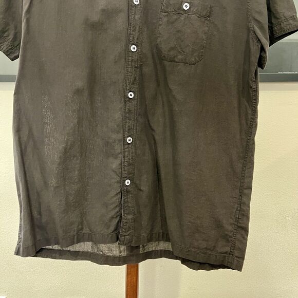 Industry of All Nations - Band Collar Madras Shirt SS Lightweight - Black - Picture 5 of 6